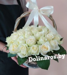 Корзина роз «Белая» 51 роза