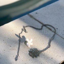 Ожерелье с лотосом на цепочке, металл, серебряный цвет