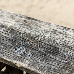 Ожерелье с подвеской "Цветок жизни" на цепочке, металл, серебряный цвет