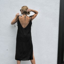 Платье на лентах WENDY long черное S/M