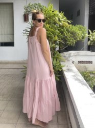 Платье LUNA из 100% льна светло-розовое