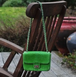 Сумка crossbody из натуральной кожи питона MINI ярко-зеленая