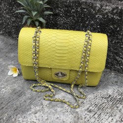 Сумка crossbody из кожи питона MAXI желтая