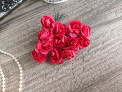 Розы 2 см, цвет красный, 12 шт.