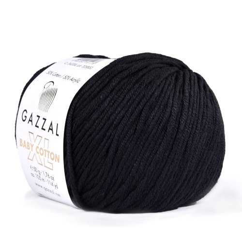 Пряжа Газзал Бейби Коттон XL (Gazzal Baby Cotton XL) 3433 чёрный