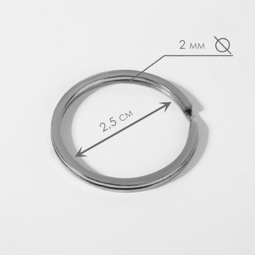 Кольцо для брелока, плоское, d=30 мм, толщина 2 мм, цвет серебряный арт. 9690176