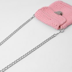 Цепочка для сумки, с карабинами, металлическая, плоская, 18×13 мм, 120 см, цвет серебряный арт. 9921214