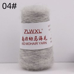 Пряжа Кид Мохер (Kid Mohair Yarn) цвет 04 светло-серый меланж