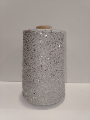 Пряжа Хлопок с пайетками цвет 69 серебристый