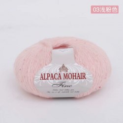 Пряжа Альпака Мохер Файн с пайетками цвет 03 нежно-розовый
