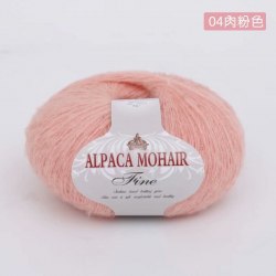 Пряжа Альпака Мохер Файн с пайетками цвет 04 персиково-розовый