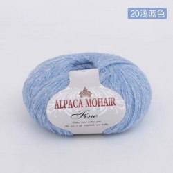 Пряжа Альпака Мохер Файн с пайетками цвет 20 голубой