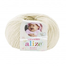 Пряжа Ализе Бейби Вул (Alize Baby Wool) 01 кремовый