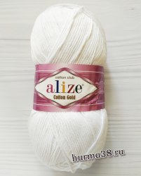 Пряжа Ализе Коттон Голд (Alize Cotton Gold) 55 белый