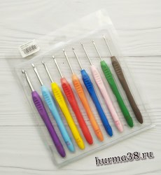 Набор крючков для вязания с каучуковой ручкой (9шт) №2-6