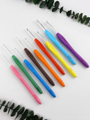 Набор крючков для вязания с каучуковой ручкой (9шт) №2-6