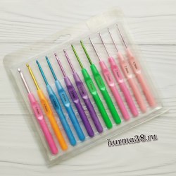 Набор крючков для вязания с пластиковой ручкой (12шт) №2-5 х 2