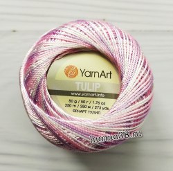 Пряжа Ярнарт Тулип (YarnArt Tulip) 458 белый/сиреневый/розовый