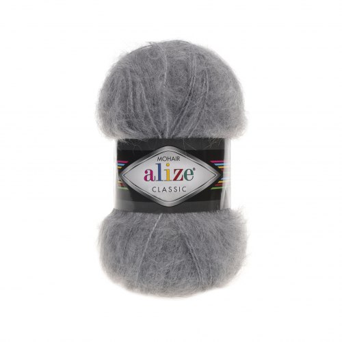 Пряжа Ализе Мохер Классик Нью (Alize Mohair Classic New) 412 серый меланж