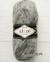 Пряжа Ализе Мохер Классик Нью (Alize Mohair Classic New) 412 серый меланж