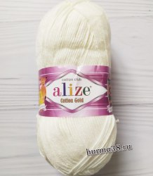 Пряжа Ализе Коттон Голд (Alize Cotton Gold) 62 молочный