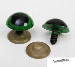 Глазки для игрушек на безопасном креплении цвет зеленый 2 шт. 2,2 см. арт. 3783462