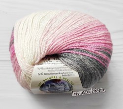 Пряжа Ализе Бейби Вул Батик (Alize Baby Wool Batik) 3245 серый/розовый/молочный