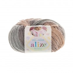 Пряжа Ализе Бейби Вул Батик (Alize Baby Wool Batik) 4726 беж/белый/серый