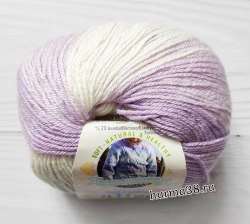 Пряжа Ализе Бейби Вул Батик (Alize Baby Wool Batik) 7254 белый/сирень/лиловый