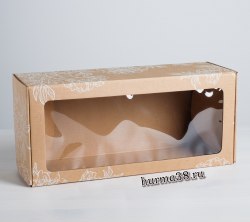 Коробка подарочная с окошком "Цветы" 16 х 35 х 12 см