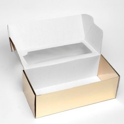 Коробка подарочная с окошком золотая 16 х 35 х 12 см арт. 4589015