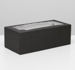 Коробка подарочная с окошком чёрная 16 х 35 х 12 см арт. 4832234