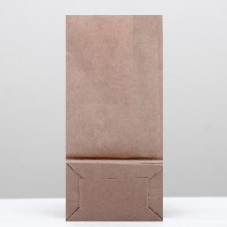 Пакет крафт бумажный фасовочный, однослойный, с окном, прямоугольное дно 8(5) х 5 х 17 см арт. 2492938