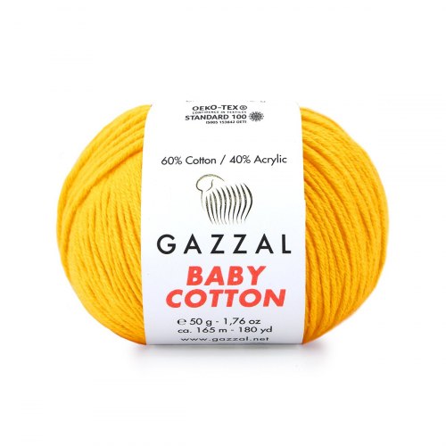Пряжа Газзал Бейби Коттон (Gazzal Baby Cotton) 3417 жёлтый