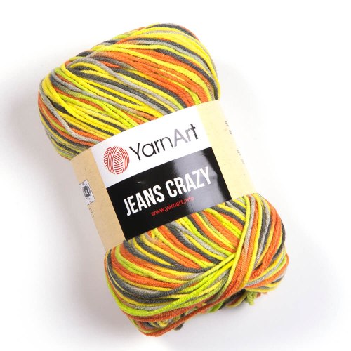 Пряжа Ярнарт Джинс Крейзи (YarnArt Jeans Crazy) 7201 жёлтый/оранжевый/коричневый