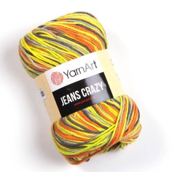 Пряжа Ярнарт Джинс Крейзи (YarnArt Jeans Crazy) 7201 жёлтый/оранжевый/коричневый