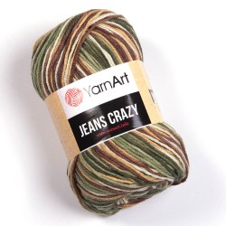 Пряжа Ярнарт Джинс Крейзи (YarnArt Jeans Crazy) 7203 зелёный/коричневый