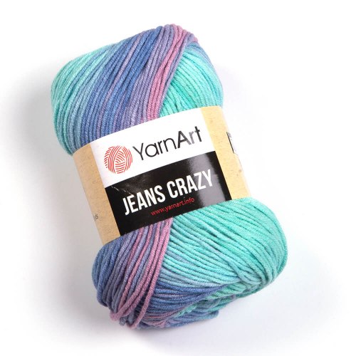 Пряжа Ярнарт Джинс Крейзи (YarnArt Jeans Crazy) 8203 бирюзовый/голубой/фиолетовый