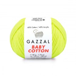 Пряжа Газзал Бейби Коттон (Gazzal Baby Cotton) 3462 жёлтый неон