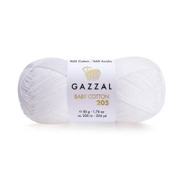 Пряжа Газзал Бейби Коттон 205 (Gazzal Baby cotton 205) 532 белый