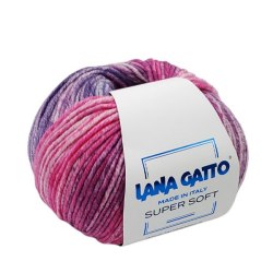 Пряжа Лана Гатто Супер Софт (Lana Gatto Super Soft) 9570 яркий розовый/сиреневый