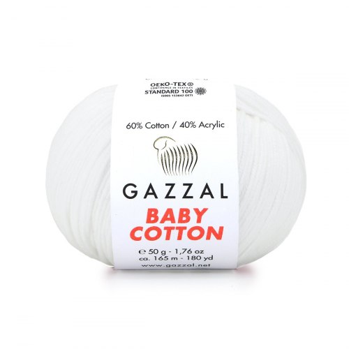 Пряжа Газзал Бейби Коттон (Gazzal Baby Cotton) 3432 белоснежный