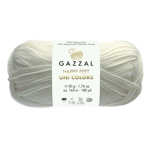 Пряжа Gazzal Happy Feet Unicolors (Газзал Хэппи Фит Униколор) 3551 белый