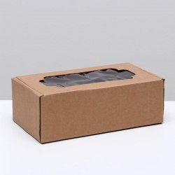 Коробка подарочная с окошком крафт 23 х 12 х 8 см арт. 4832239