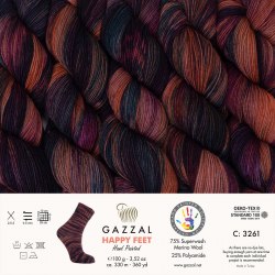 Пряжа Газзал Хэппи Фит (Gazzal Happy Feet) 3261 Purple Potion