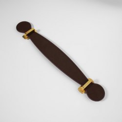Ручка для сумки, 2 крепления на прокол, 22 × 3 × 0,4 см, цвет тёмно-коричневый/золотой арт. 9332234