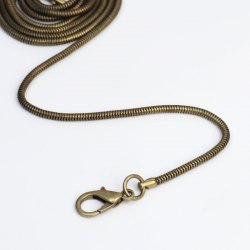 Цепочка-шнурок для сумки, с карабинами, железная, d = 3,2 мм, 120 см, цвет бронзовый арт. 7602411