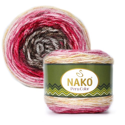 Пряжа Нако Перу Колор (Nako Peru Color) 32189 малина/песок/коричн