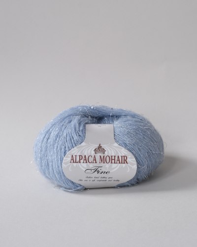 Пряжа Альпака Мохер Файн с пайетками цвет голубой