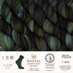 Пряжа Газзал Хэппи Фит (Gazzal Happy Feet) 3265 Forest Night